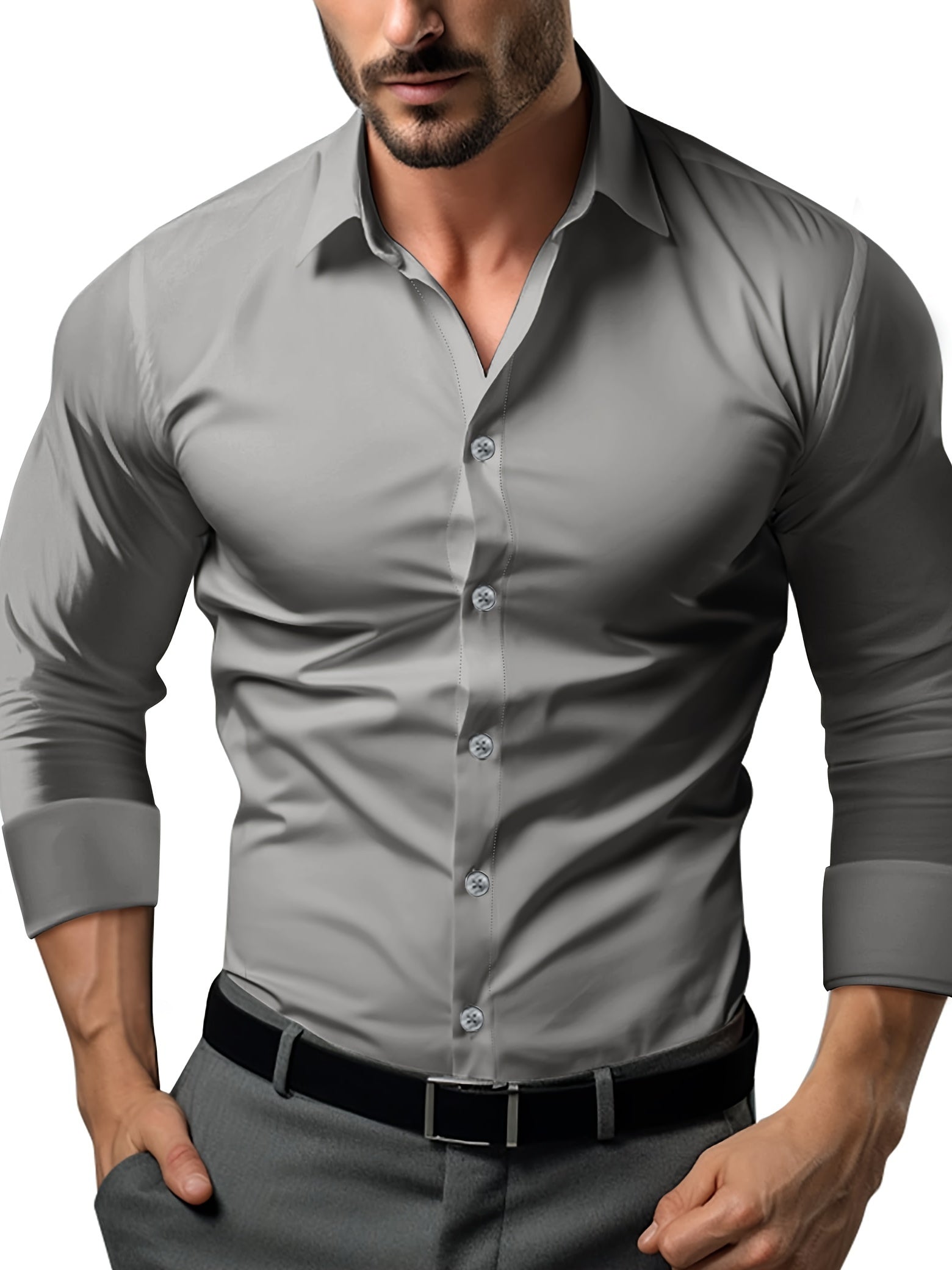 WW | Slim Fit Einfarbiges Baumwollhemd