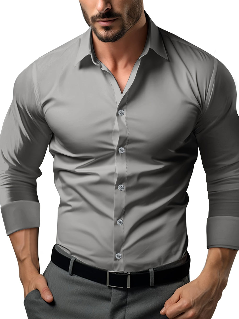 WW | Slim Fit Einfarbiges Baumwollhemd
