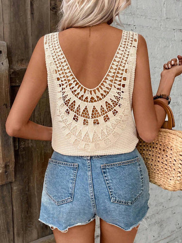 W&W Mode | Elegantes Armelloses Stricktop mit V-ausschnitt
