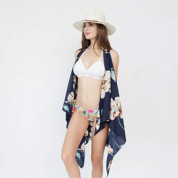 Damen Chiffon Kimono mit floralem Design und eleganten Kanten WW