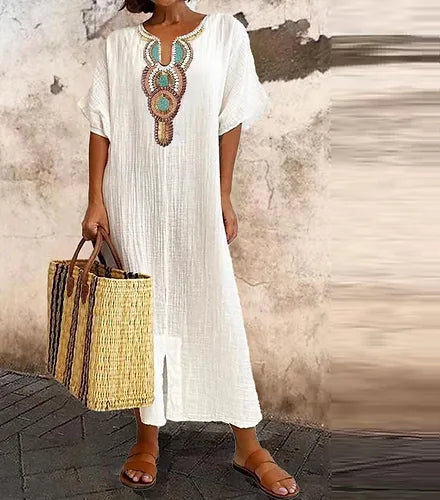 W&W Mode | Kleid Aus Baumwolle Und Leinen Für Frauen