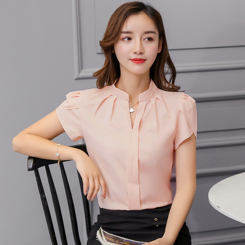 Damen Kurzarmbluse mit femininem Schnitt und eleganten Schulterdetails WW