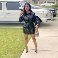 WW | Kunstleder-Hemdkleid mit Gürtel