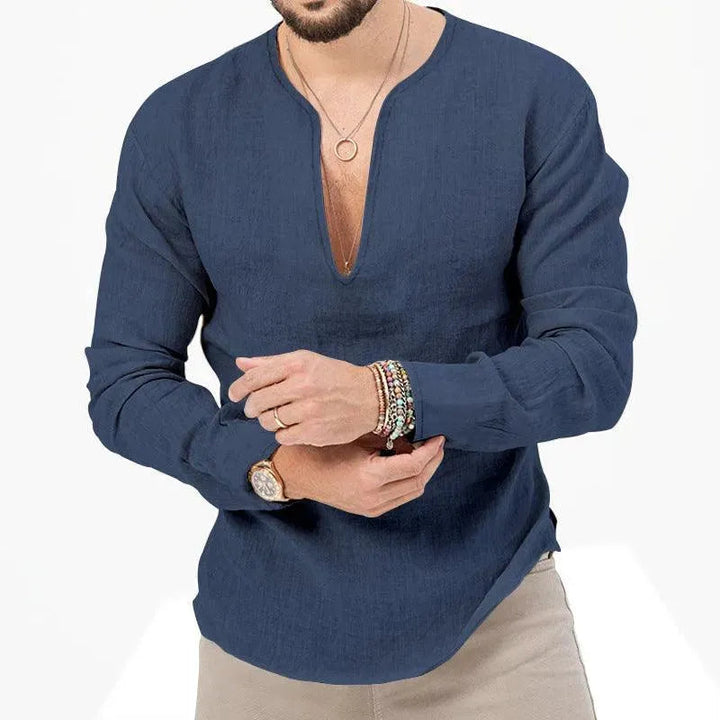 W&W Mode | Herren Leinen Langarmhemd