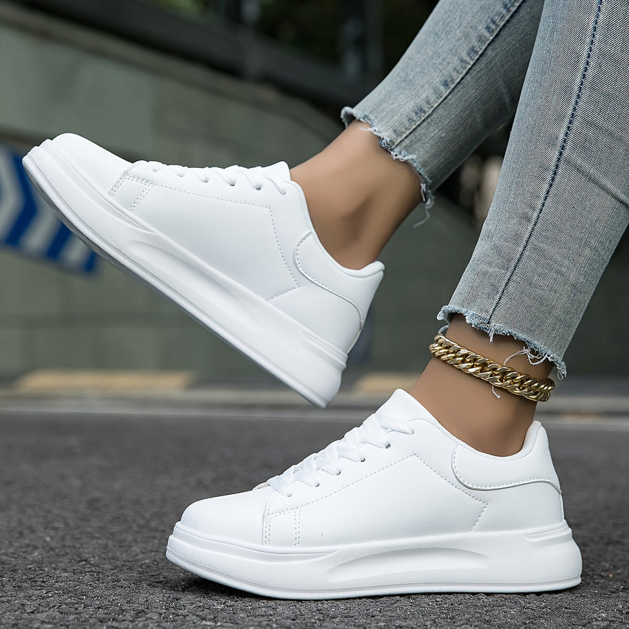 WW | Saubere Weiße Ledersneaker Für Damen, Weiß