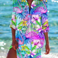 WW | Bikini Jacke Shirt Badeanzug Strickjacke Damenbekleidung Druck Urlaub Strandshirt