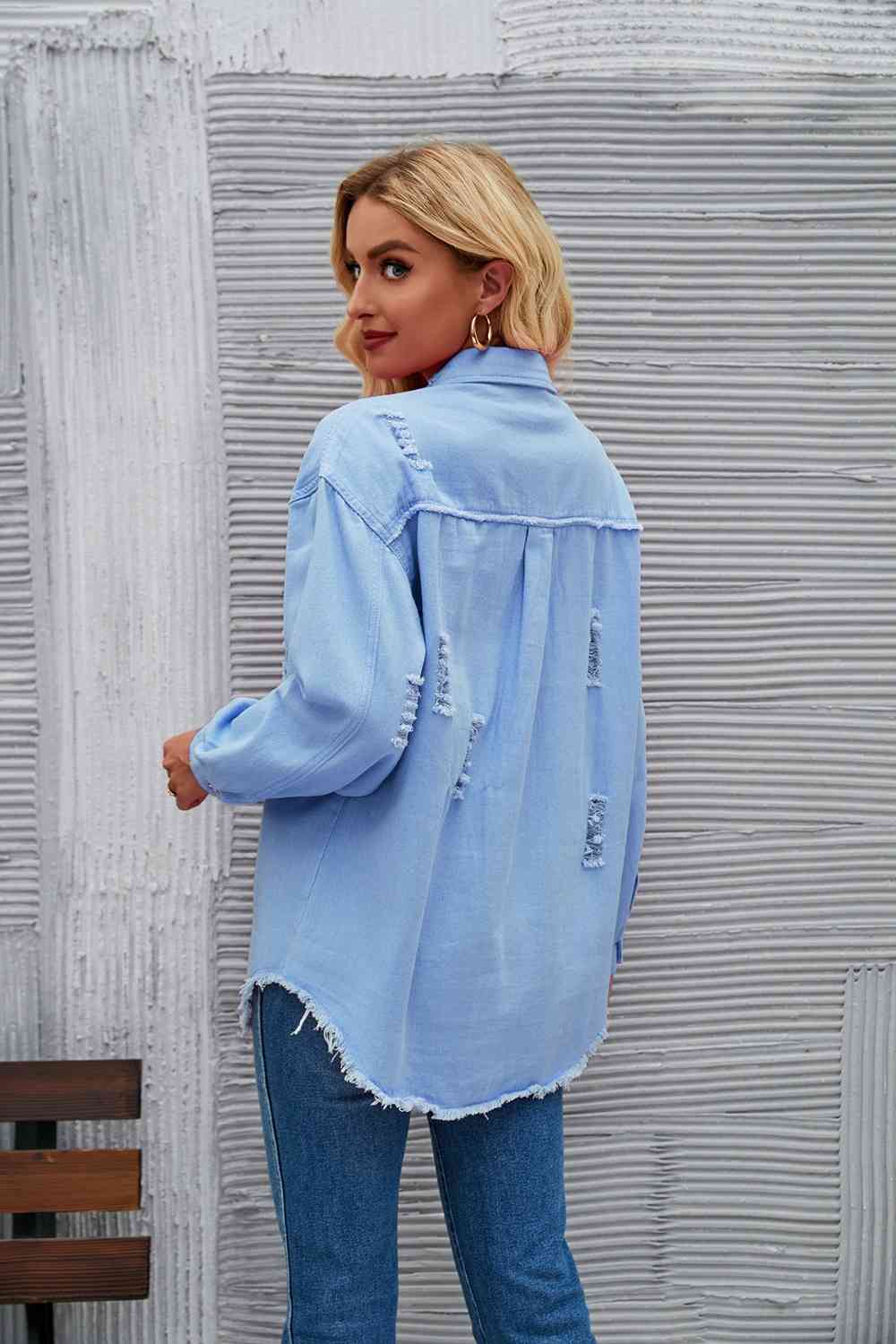 WW | Zerrissene Rohsaum-Denimjacke
