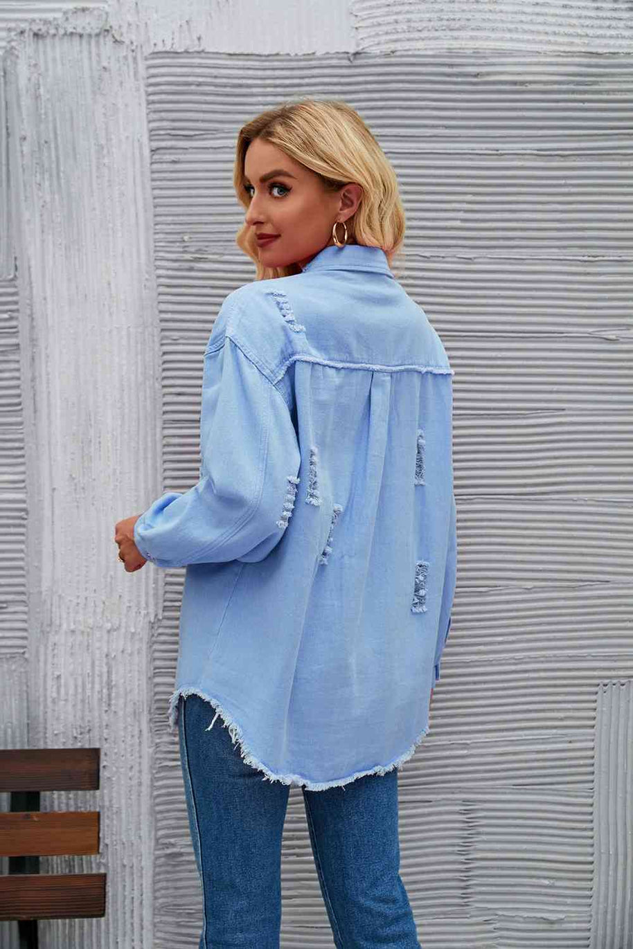 WW | Zerrissene Rohsaum-Denimjacke