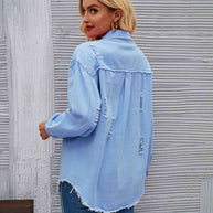 WW | Zerrissene Rohsaum-Denimjacke