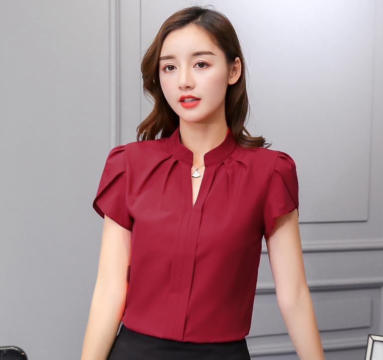 Damen Kurzarmbluse mit femininem Schnitt und eleganten Schulterdetails WW