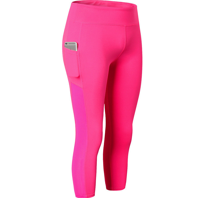 Damen Sportliche Kompressionsleggings mit funktionalen Seitentaschen und hohem Bund WW