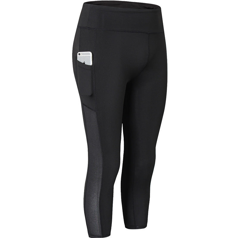 Damen Sportliche Kompressionsleggings mit funktionalen Seitentaschen und hohem Bund WW