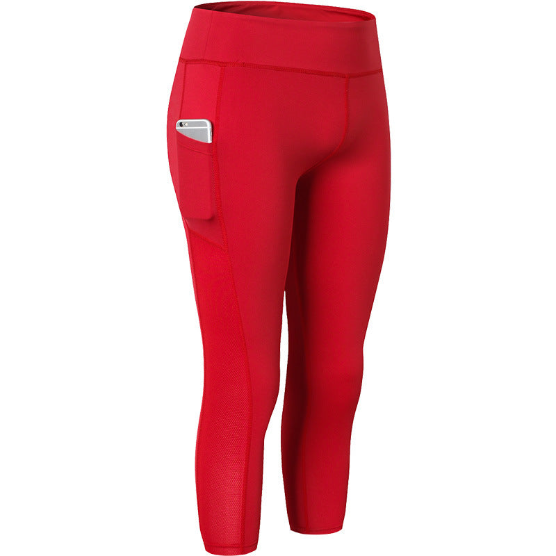 Damen Sportliche Kompressionsleggings mit funktionalen Seitentaschen und hohem Bund WW