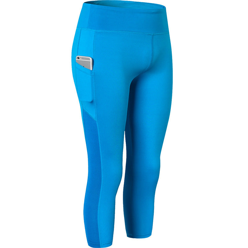 Damen Sportliche Kompressionsleggings mit funktionalen Seitentaschen und hohem Bund WW