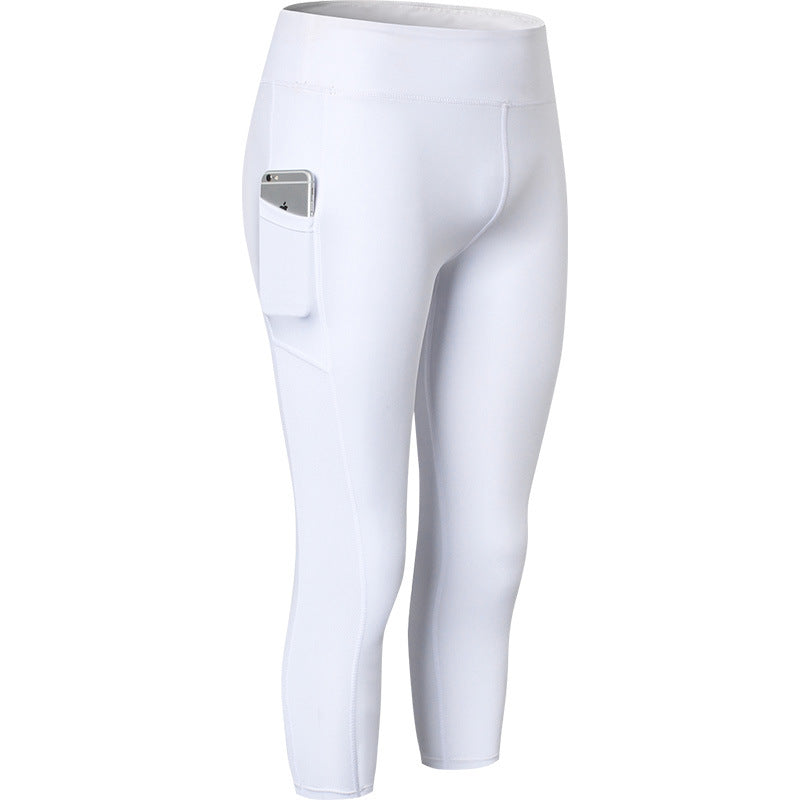 Damen Sportliche Kompressionsleggings mit funktionalen Seitentaschen und hohem Bund WW