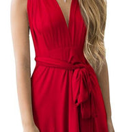 WW | Damen Schichten Wickelstil Mini Sonnenkleid
