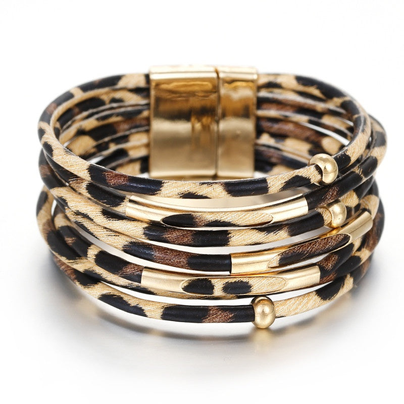 WW | Leoparden Mehrschichtigem Lederarmband