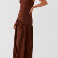 WW | Eden Patchwork Semi-Transparent Chiffon Strapless Maxi-Kleid