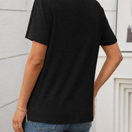 WW | Geripptes V-Ausschnitt Kurzarm T-Shirt