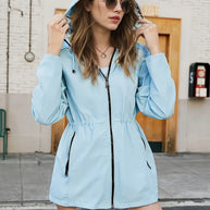 Jacke mit langen Ärmeln, Reißverschluss, Blumendruck und Kapuze