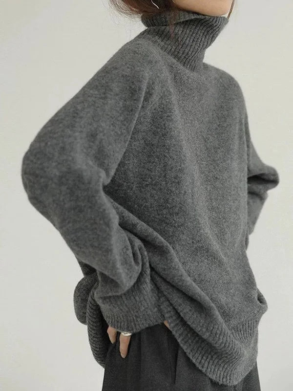 WW | Lässiger Strickjacke Rollkragenpullover für Damen