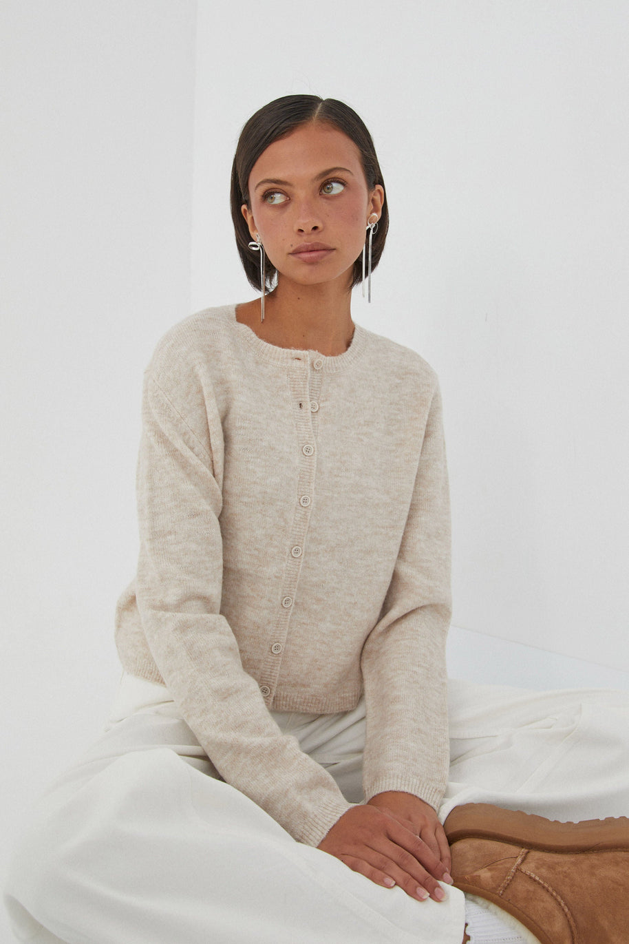 WW | Bunter Unifarbener Damen-Cardigan