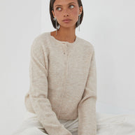 WW | Bunter Unifarbener Damen-Cardigan