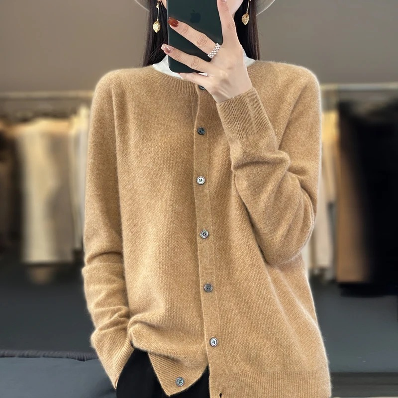 WW | Wolljacke Damen Strickjacke mit Knopfleiste, Weiches Material