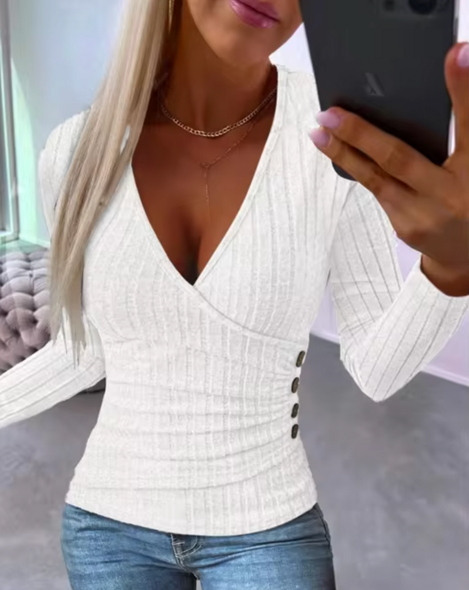 WW | Eleganter, Figurtilpasset Strickjacke Mit V-Ausschnitt