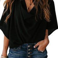 WW | Rosiedress Cowl Neck Kurzarm Drapiert Chiffon Shirt