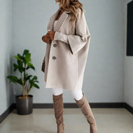 WW - Damen schicker oversized Mantel in Elfenbein