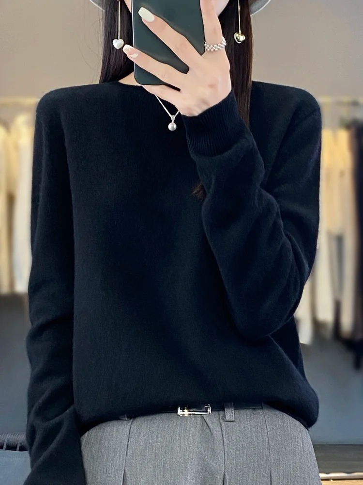 WW | Kaschmir Pullover Damen Runder Ausschnitt Weicher und Eleganter Strickpullover