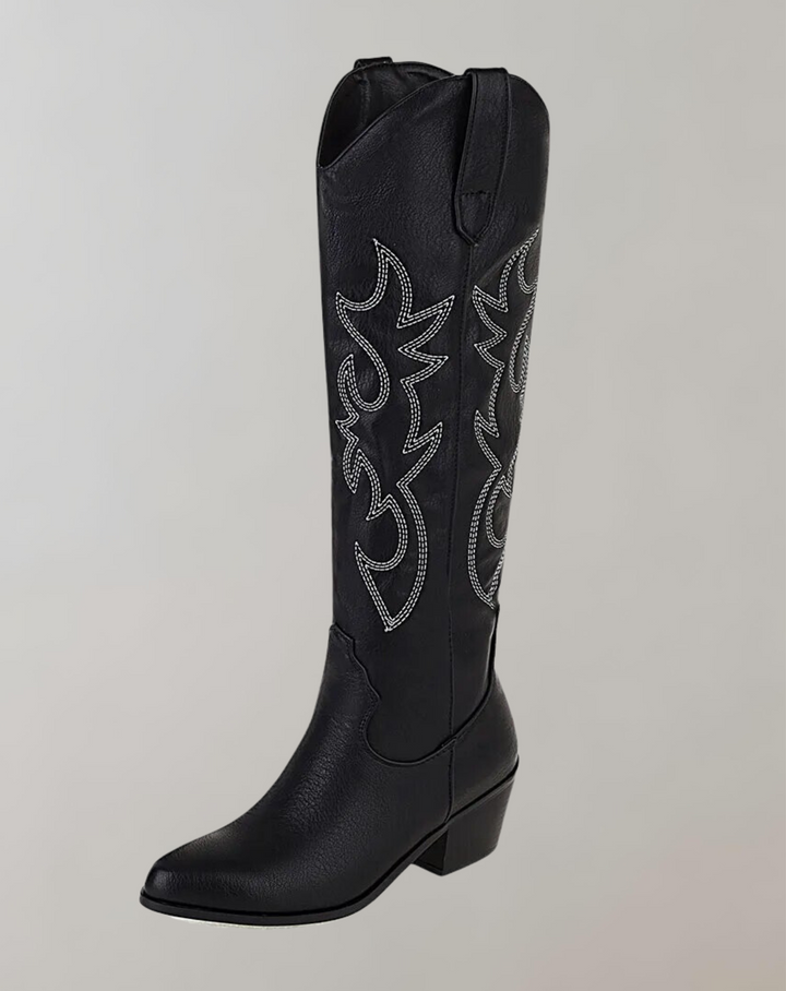W&W Mode | Bestickte Kniehohe Westernstiefel