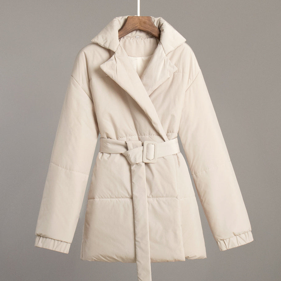 WW | Stylischer Winter Baumwollmantel mit Gürtel