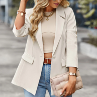 WW | Damen Blazer mit Einem Knopf, Langen Ärmeln, Tailliertem Schnitt, Lässig Chic
