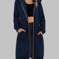 WW | Lässige Zip-Up Übergroße Lange Jacke