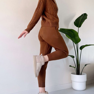 WW | teilige gestrickte Lounge-Set - trendiger Hoodie und Jogginganzug für Damen