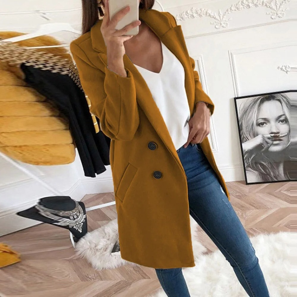 WW | Chic Trenchcoat Damen mit Tailliertem Silhouette und Knopfverschluss