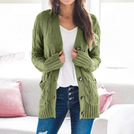 WW | Stylische Lange Strickjacke Für Damen Mit Knopfleiste