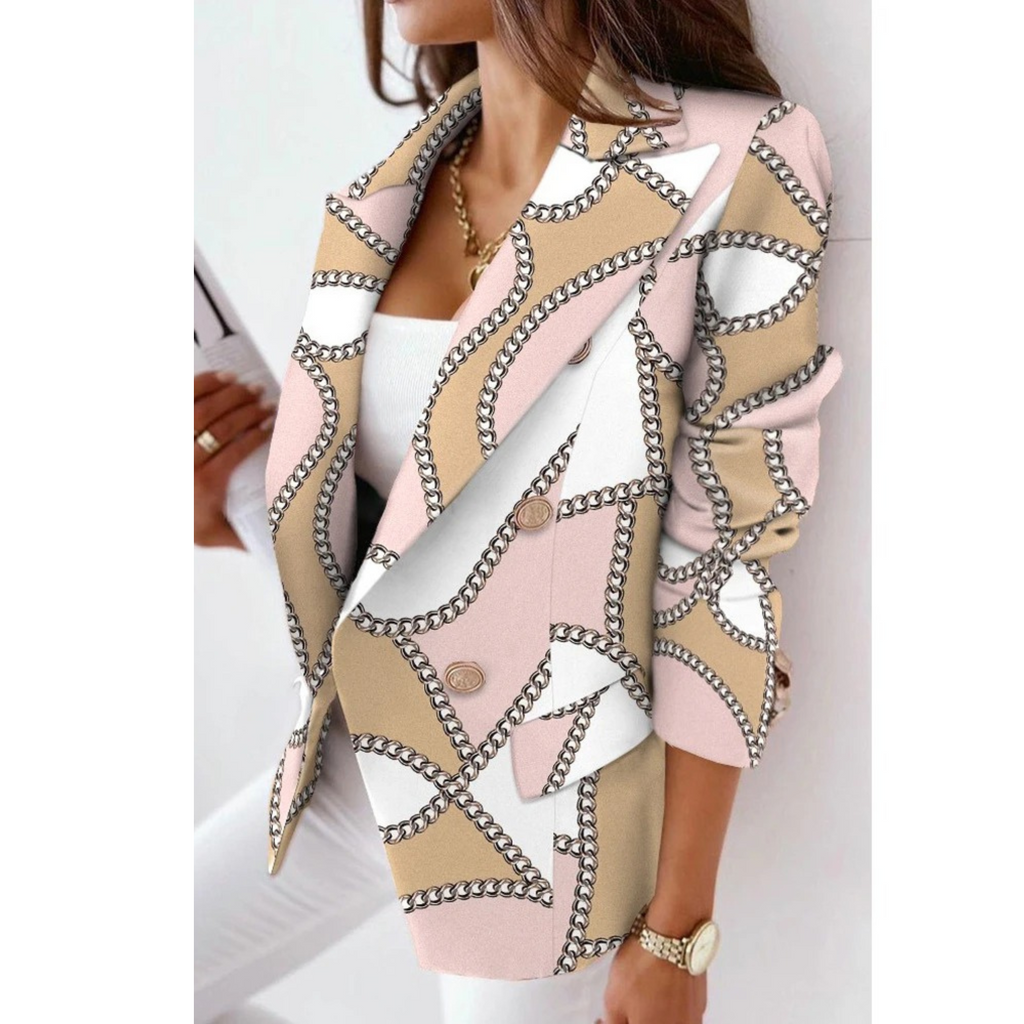 WW | Überschlagkragen Damen Blazer, Lässiger Einfacher Langarmmantel