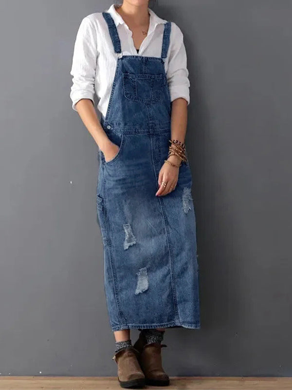 W&W Mode | Lässiges Denim-Latzkleid