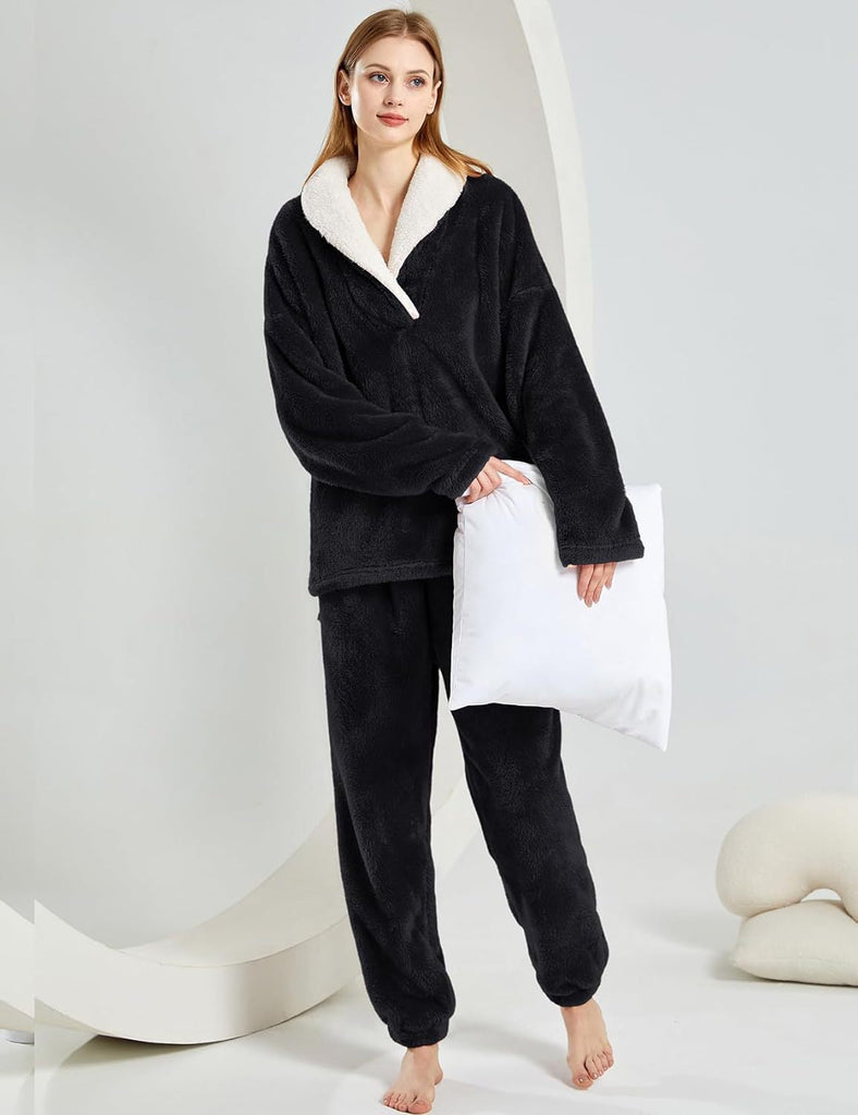 WOLFF | Elegantes Plüsch Weihnachten Pyjama-Set