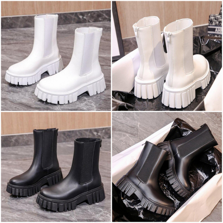 W&W Mode | Damen Stiefel Modische Plateaustiefel Mit Slip on Design, Alltagstauglich