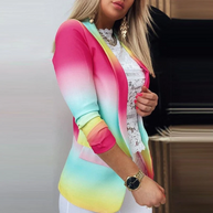 WW | Damen Ombre Offene Front Blazer, Lange Ärmel, Lässige Passform