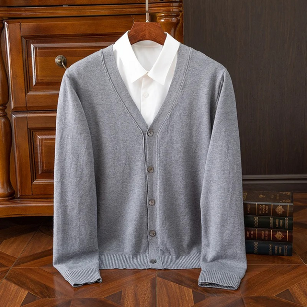 WW | Herren Strickjacke Mit Knöpfen, Leichtes Material, V-ausschnitt, Klassischer Stil