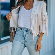 Wildlederjacke für Frauen mit Quastenbesatz