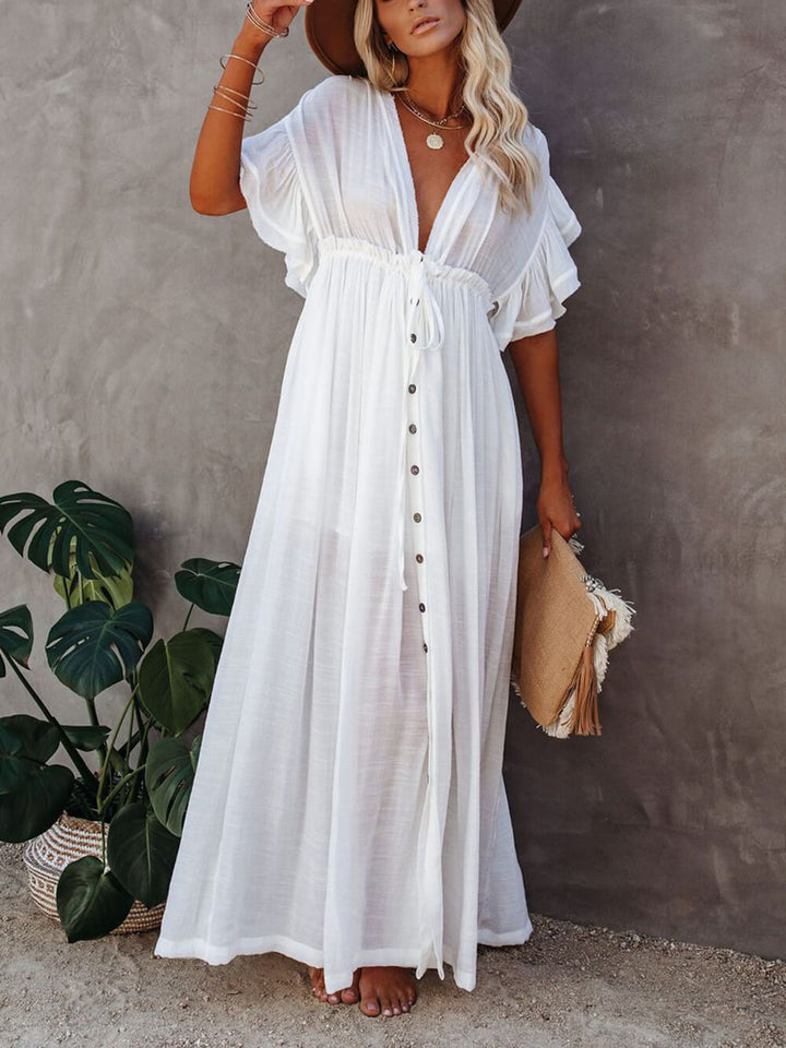 W&W Mode | Stil Maxi Kleid mit Flatterärmeln für Frauen