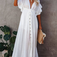 WW | Stil Maxi Kleid mit Flatterärmeln für Frauen