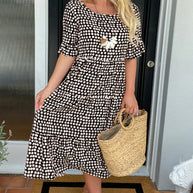 Midikleid mit Rundhalsausschnitt und Polka-Dot-Print