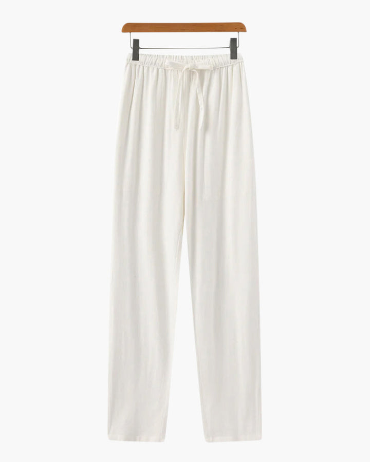 W&W Mode | Leichte Slim Fit Herren Sommer Leinenhose Mit Kordelzug